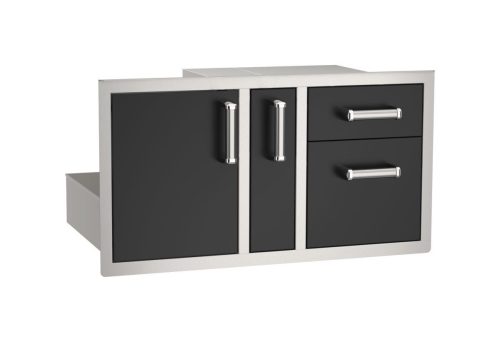 53816BSC Black-Door-with-Dbl-Drawer-Platter-Storage