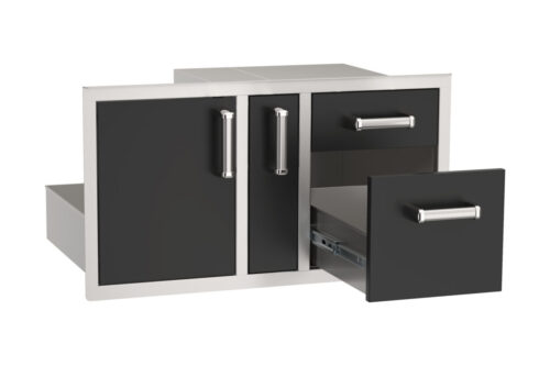 FM 53816BSC Echelon-Black-Door-Drawer-Combo Angle-Open Cropped